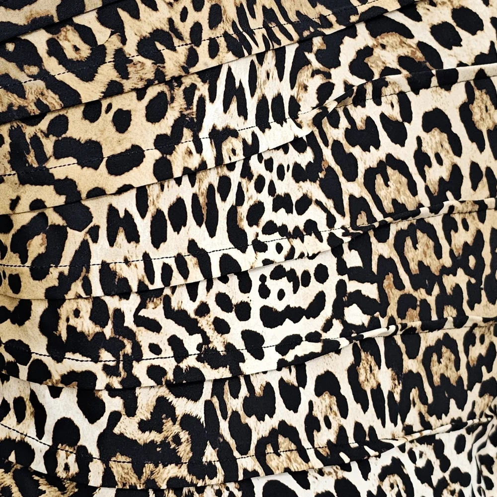 Nwt DKNY Animal Print Brown/Black 1 piece Pleated Front Detail Swimsuit - Picture 17 of 17